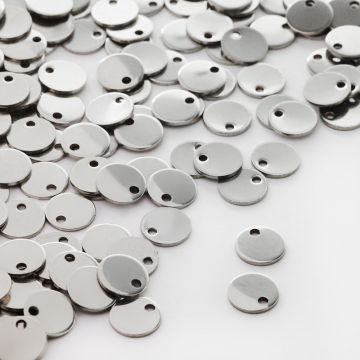 Zawieszka blaszka okrągła gładka w kolorze srebrnym 8mm