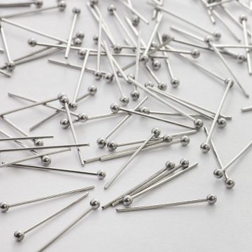 Szpilki ze stali chirurgicznej z okrągłą główką w kolorze srebrnym 20x0,7mm