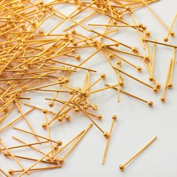 Szpilki ze stali chirurgicznej z okrągłą główką w kolorze złotym 20x0,7mm