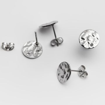 Baza kolczyka kółko gniecione ze stali chirurgicznej w kolorze srebrnym 10mm