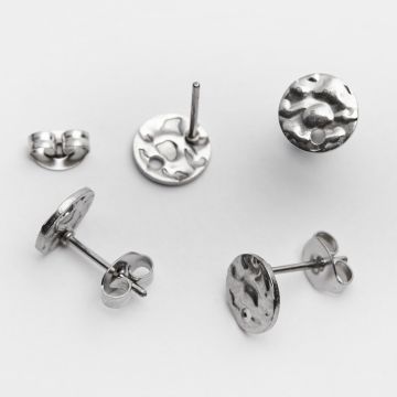 Baza kolczyka kółko gniecione ze stali chirurgicznej w kolorze srebrnym 8mm