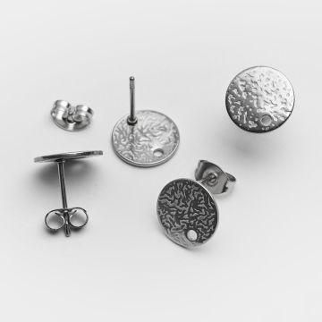 Baza kolczyka kółko nakrapiane ze stali chirurgicznej w kolorze srebrnym 10mm