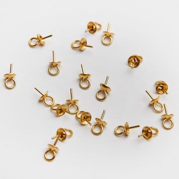 Krawatka czapeczka do kulkek ze stali chirurgicznej w kolorze złotym 4mm