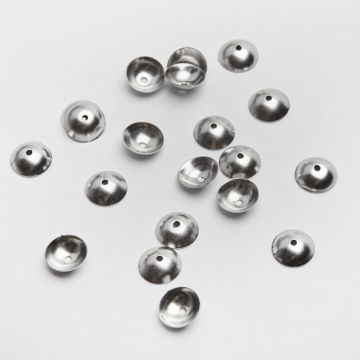 Czapeczki do koralików ze stali chirurgicznej w kolorze srebrnym 8mm