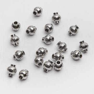 Przekładka kulka ozdobna z kołnierzem ze stali chirurgicznej w kolorze srebrnym 6mm