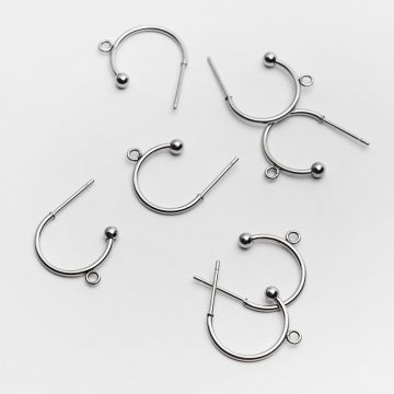 Baza kolczyka kółko z podwieszeniem w kolorze srebrnym 15mm