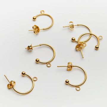 Baza kolczyka kółko z podwieszeniem w kolorze złotym 15mm