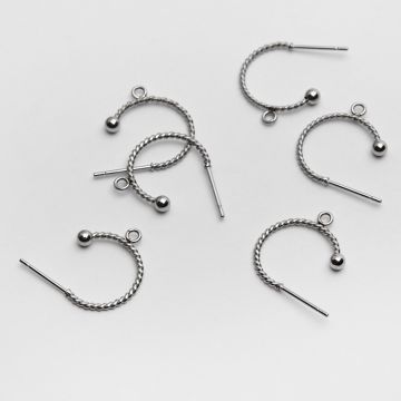 Baza kolczyka kółko skręcane z podwieszeniem w kolorze srebrnym 15mm