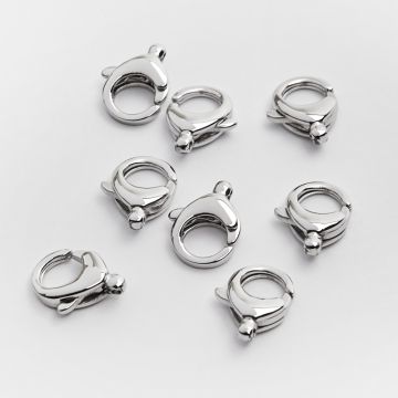 Karabićzyk ozdobny ze stali chirurgicznej w kolorze srebrnym 12mm