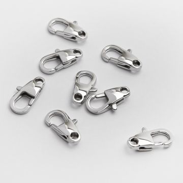 Karabińczyk ozdobny ze stali chirurgicznej w kolorze srebrnym 15mm