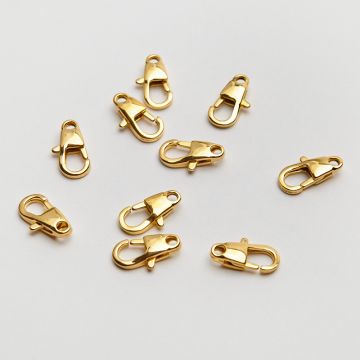 Karabińczyk ozdobny ze stali chirurgicznej w kolorze złotym 15mm