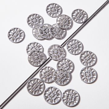 Zawieszka łącznik ze stali chirurgicznej serwetka z kropelkami w kolorze srebrnym 18,5mm