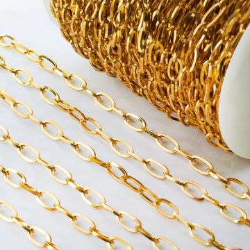 Łańcuch ze stali chirurgicznej owal w kolorze złotym 6x12mm