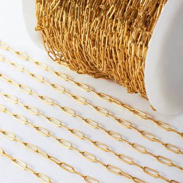 Łańcuch ze stali chirurgicznej owa wąski w kolorze złotym 3x9mm