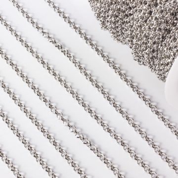 Łańcuch ze stali chirurgicznej rollo guby w kolorze srebrnym 5mm