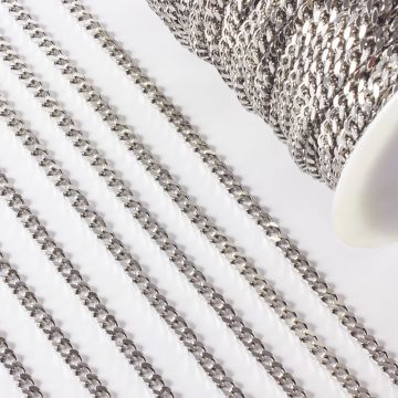 Łańcuch ze stali chirurgicznej pancerka gruba w kolorze srebrnym 8x6mm