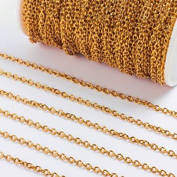 Łańcuszek ze stali chirurgicznej owale gładkie w kolorze złotym 4x3mm
