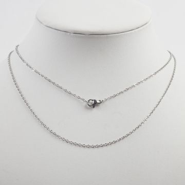 Łańcuszek ze stali chirurgicznej mini owal z zapięciem w kolorze srebrnym 45cm