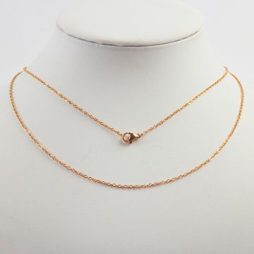 Łańcuszek ze stali chirurgicznej mini owal z zapięciem w kolorze złotym 45cm PVD