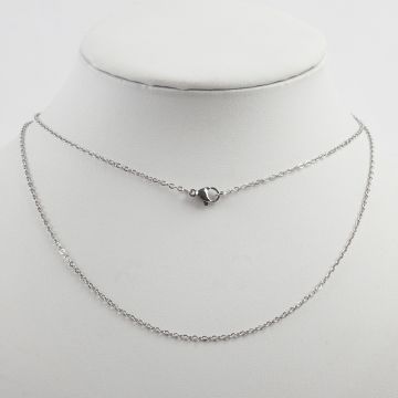 Łańcuszek ze stali chirurgicznej mini owal z zapięciem w kolorze srebrnym 75cm