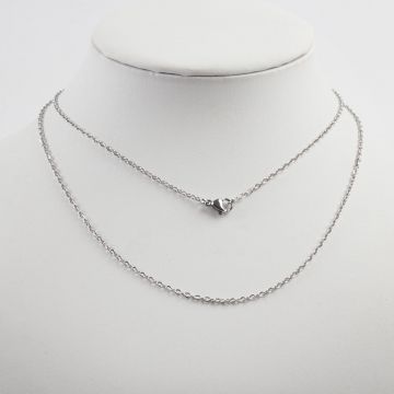 Łańcuszek ze stali chirurgicznej mini owal z zapięciem w kolorze srebrnym 75cm