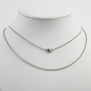 Łańcuszek ze stali chirurgicznej rolo z zapięciem w kolorze srebrnym 55cm