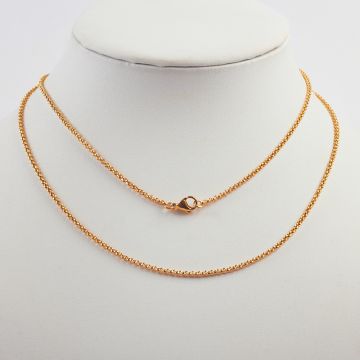 Łańcuszek ze stali chirurgicznej rolo z zapięciem w kolorze złotym 75cm