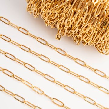 Łańcuch ze stali chirurgicznej owal płaski w kolorze złotym 4,5x12mm PVD