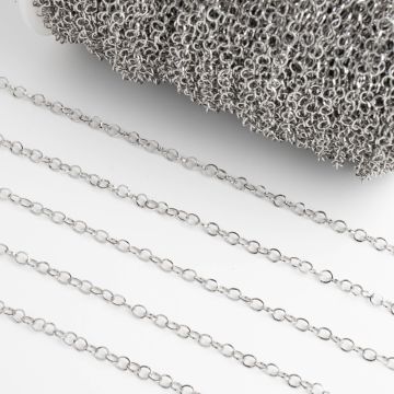 Łańcuch ze stali chirurgicznej kółka błyszczące w kolorze srebrnym 3mm