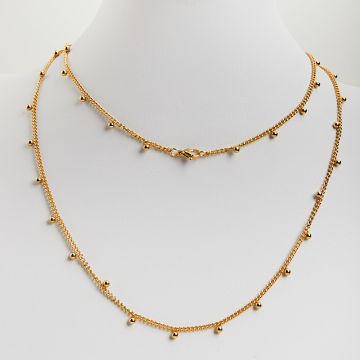 Łańcuszek ze stali chirurgicznej z kuleczami w kolorze złotym 50cm