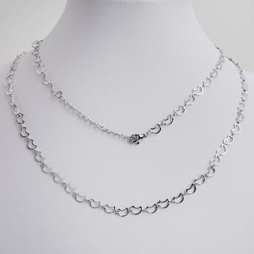 Łańcuszek ze stali chirurgicznej wycięte księżyce w kolorze srebrnym 45cm