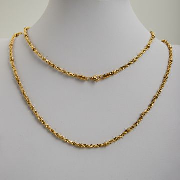 Łańcuszek ze stali chirurgicznej kordel w kolorze złotym 55cm