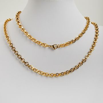 Łańcuszek ze stali chirurgicznej kółka w kolorze złotym 50cm