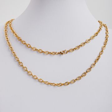 Łańcuszek ze stali chirurgicznej owale nacinane w kolorze złotym 50cm