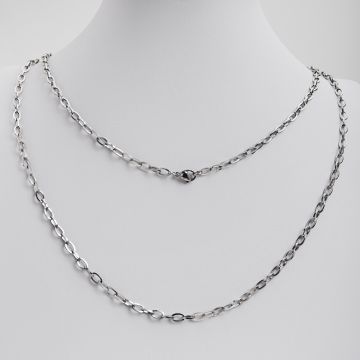 Łańcuszek ze stali chirurgicznej owale w kolorze srebrnym 70cm