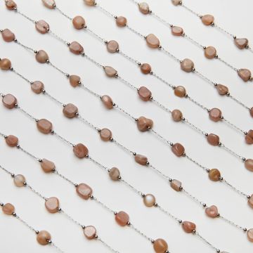 Łańcuch z kamieniem słonecznym ze stali chirurgicznej w kolorze srebrnym 13x4mm