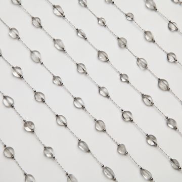 Łańcuch z kryształem górskim ze stali chirurgicznej w kolorze srebrnym 13x4mm