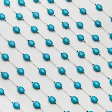 Łańcuch z howlitem niebieskim ze stali chirurgicznej w kolorze srebrnym 9x5mm