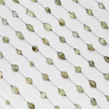 Łańcuch z fernitem zielonym ze stali chirurgicznej w kolorze srebrnym 13x4mm