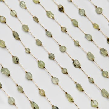 Łańcuch z fernitem zielonym ze stali chirurgicznej w kolorze złotym 13x4mm