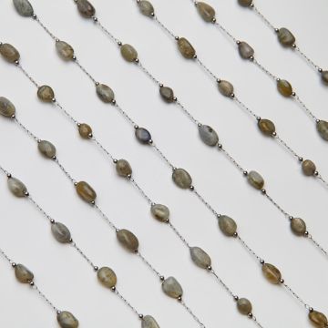 Łańcuch z labradorytem ze stali chirurgicznej w kolorze srebrnym 13x4mm