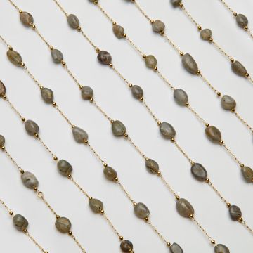 Łańcuch z labradorytem ze stali chirurgicznej w kolorze złotym 13x4mm