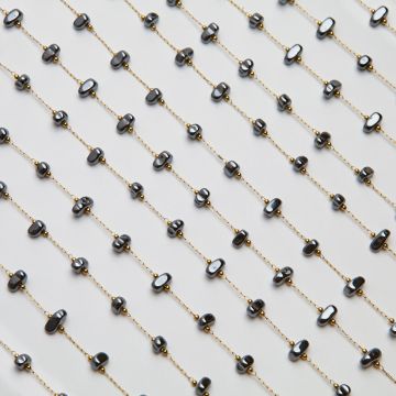 Łańcuch z hematytem ze stali chirurgicznej w kolorze złotym 4x9mm