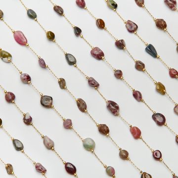 Łańcuch z turmalinem ze stali chirurgicznej w kolorze złotym 13x4mm