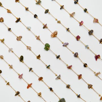 Łańcuch z turmalinem ze stali chirurgicznej w kolorze złotym 1x11mm