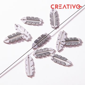 Baza do beadingu piórko ze stali chirurgicznej w kolorze srebrnym 31,7mm