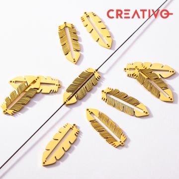 Baza do beadingu piórko ze stali chirurgicznej w kolorze złotym 31,7mm