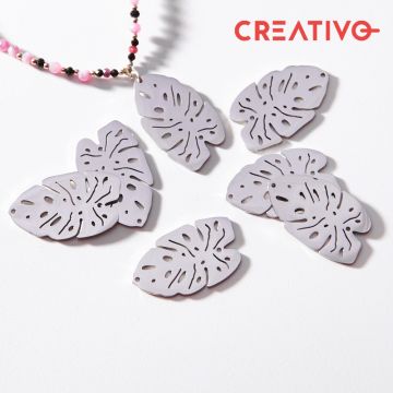 Zawieszka łącznik ze stali chirurgicznej monstera w kolorze srebrnym 30mm