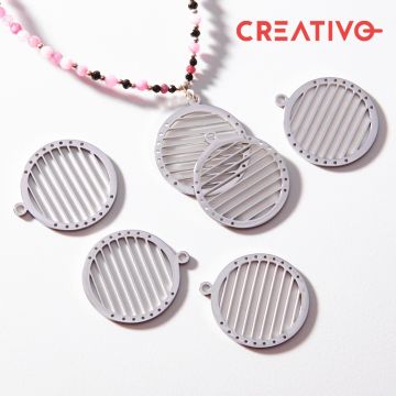 Baza do beadingu kółko ze stali chirurgicznej 8 rzędów w kolorze srebrnym 24,8mm