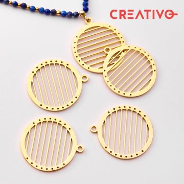 Baza do beadingu kółko ze stali chirurgicznej 8 rzędów w kolorze złotym 24,8mm